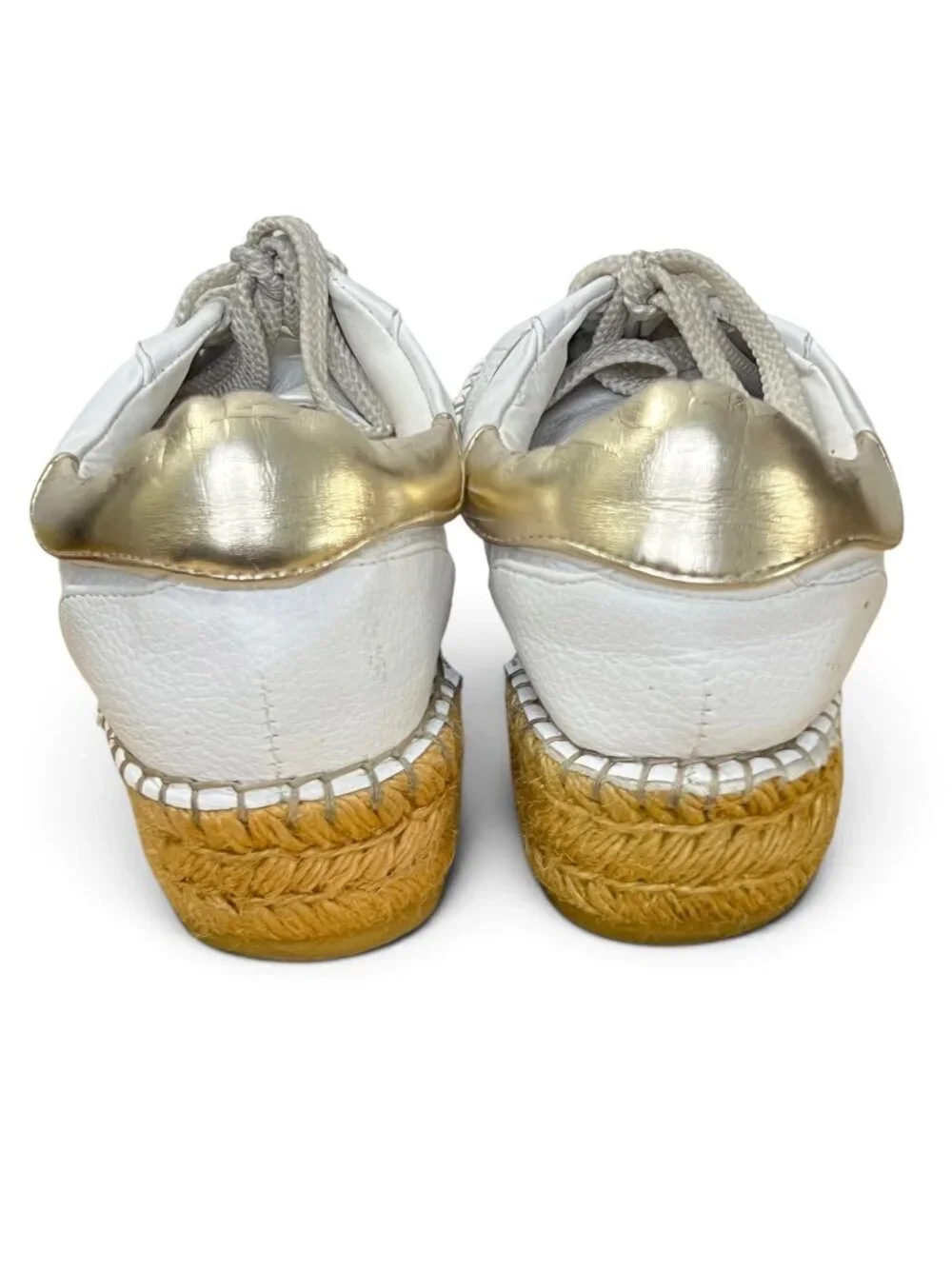 Steven by Steve Madden White Espadrille Sneakers With Gold Accent Size 7.5B